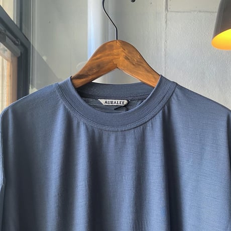 AURALEE   WASHABLE LIGHT WOOL JERSEY L/S TEE  A21AP02UT  (mens)