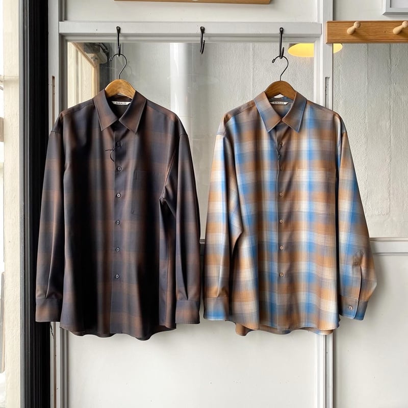 AURALEE SUPER LIGHT WOOL CHECK SHIRTS | Less H AURALEE SUPER LIGHT WOOL CHECK SHIRTS | Less H