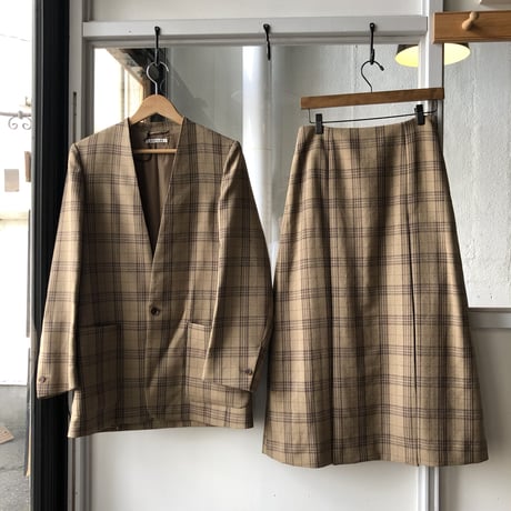 AURALEE   WOOL SERGE CHECK NO COLLAR JACKET A9AJ05SC  (womens)