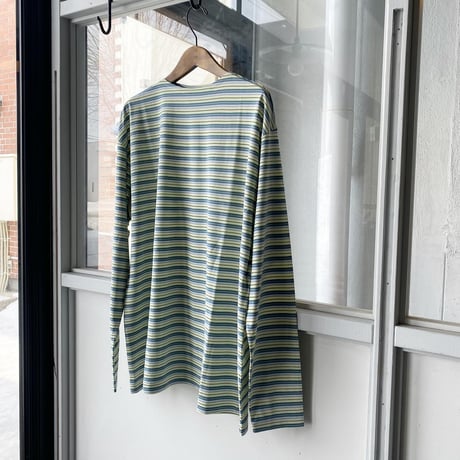 AURALEE　HARD TWIST COTTON BORDER BOAT NECK L/S TEE