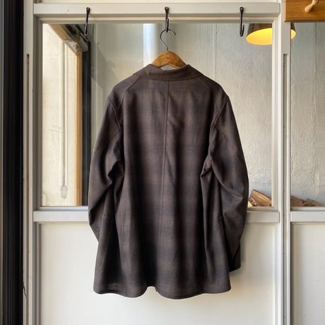 COMOLI   ウールチェック ショールカラージャケット
