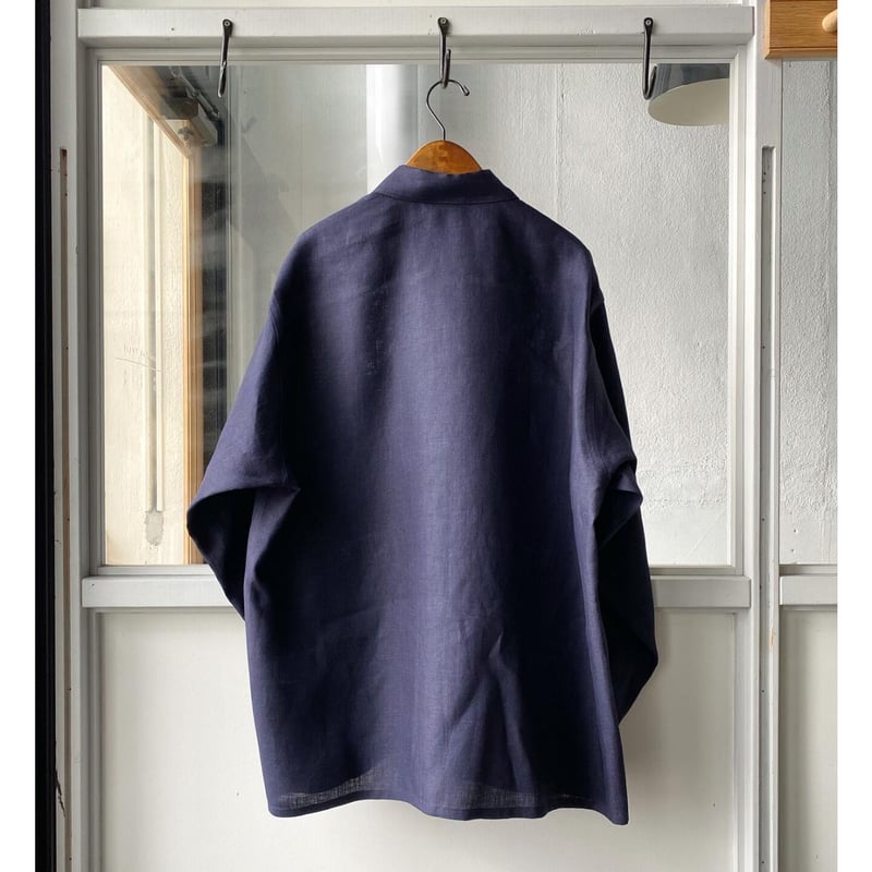【値下げOK】COMOLI リネンCPOシャツ　ジャケット　長袖　ネイビー　46 COMOLI リネンCPOシャツ ジャケット 長袖 ネイビー 46 - メルカリ
