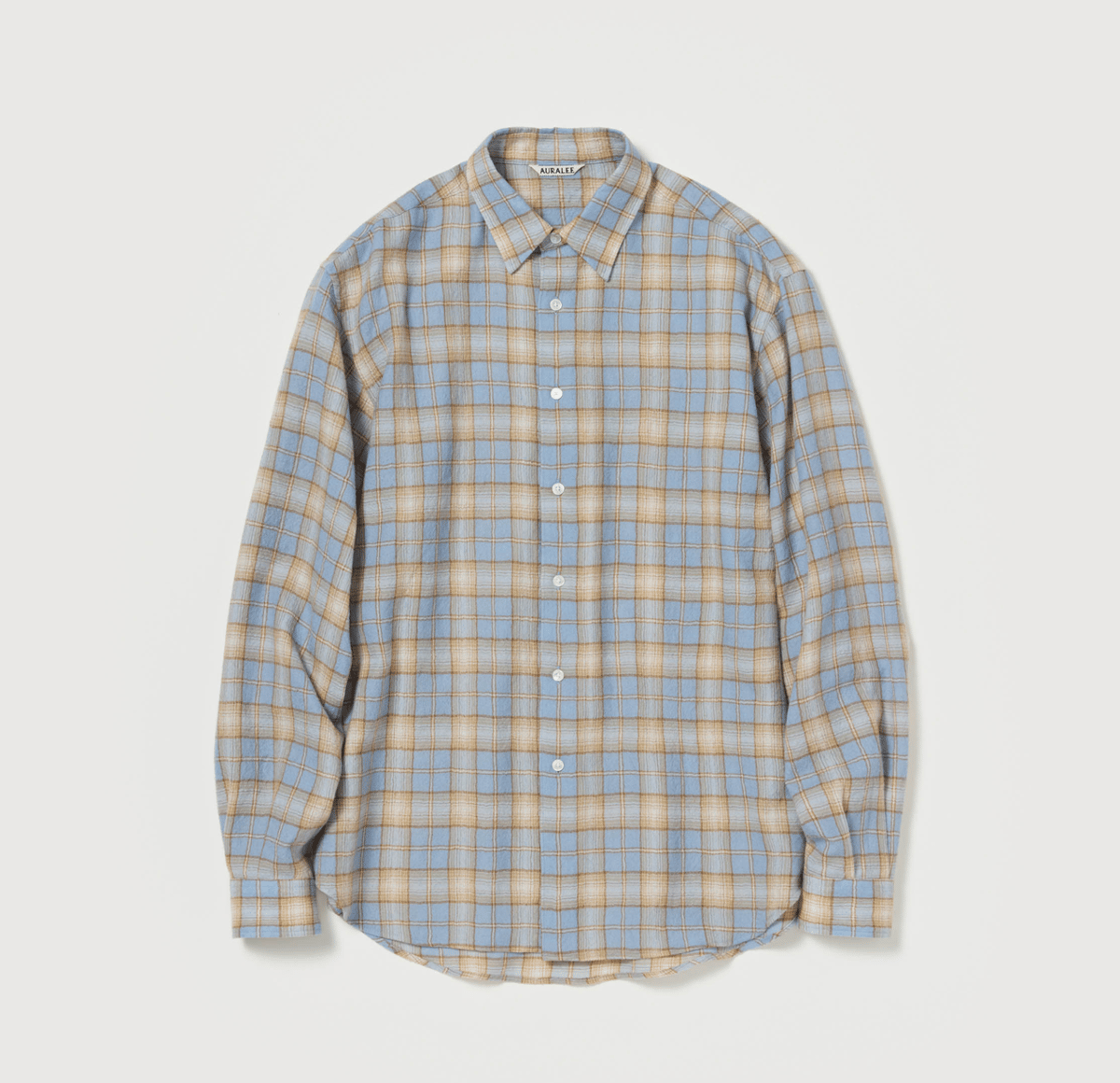 トップス AURALEE  AIRY WOOL CHECK SHIRT 3 Airy Wool Check Shirt in Blue