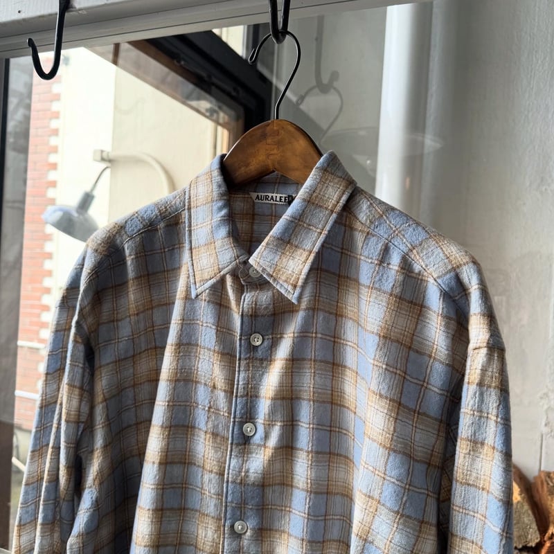 トップス AURALEE 2024AW AIRY WOOL CHECK SHIRT Namu Shop - Auralee Airy Wool Check Shirt - Yellow Gray check