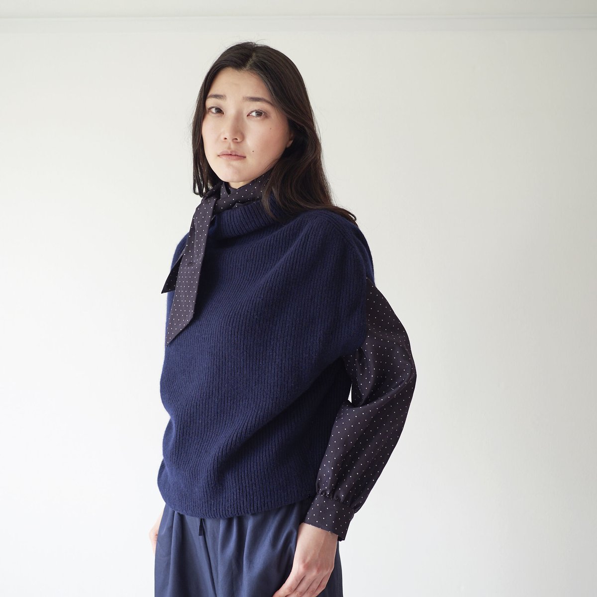 fruits of life ウールカシミヤ リブニットベスト