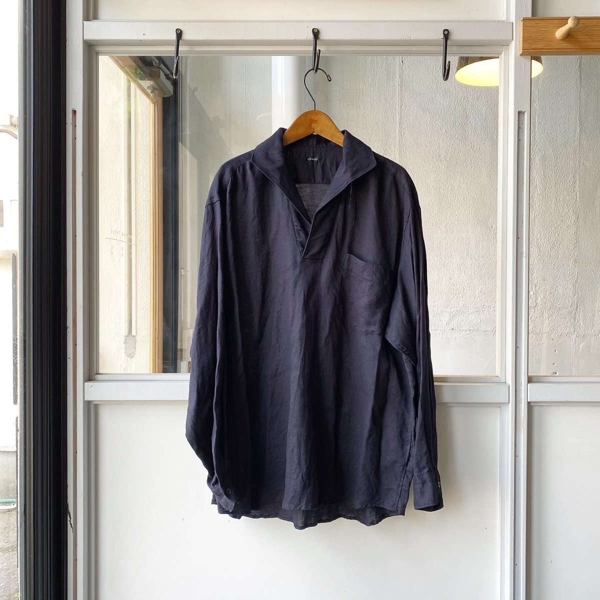 comoli リネンツイルスキッパーシャツ サイズ2 美品 COMOLI (コモリ) シルクネル スキッパーシャツ