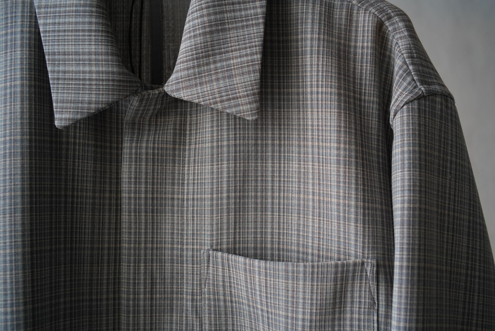 AURALEE HARD TWIST WOOL DOUBLE FACE CHECK BLOU