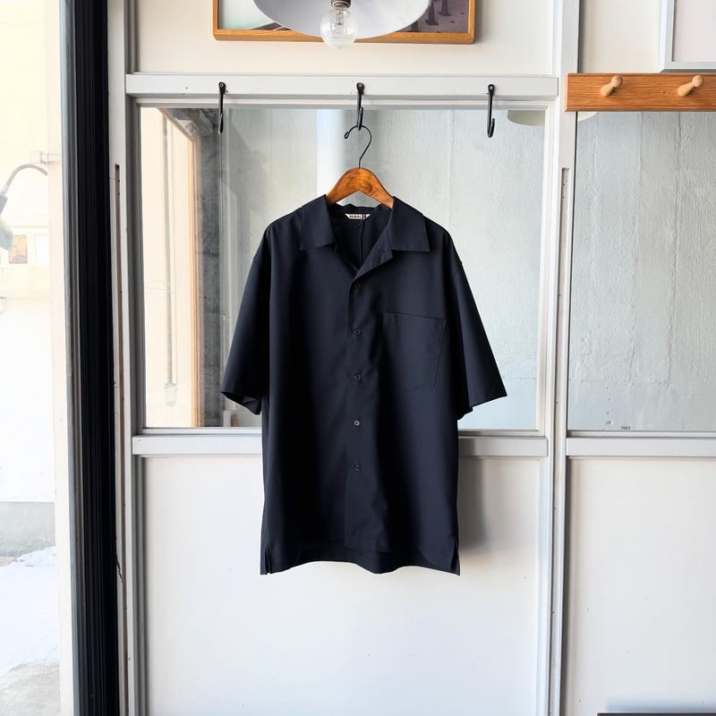 【新品未使用】wool open collar half sleevedシャツ AURALEE SUPER FINE TROPICAL WOOL OPEN COLLAR HA