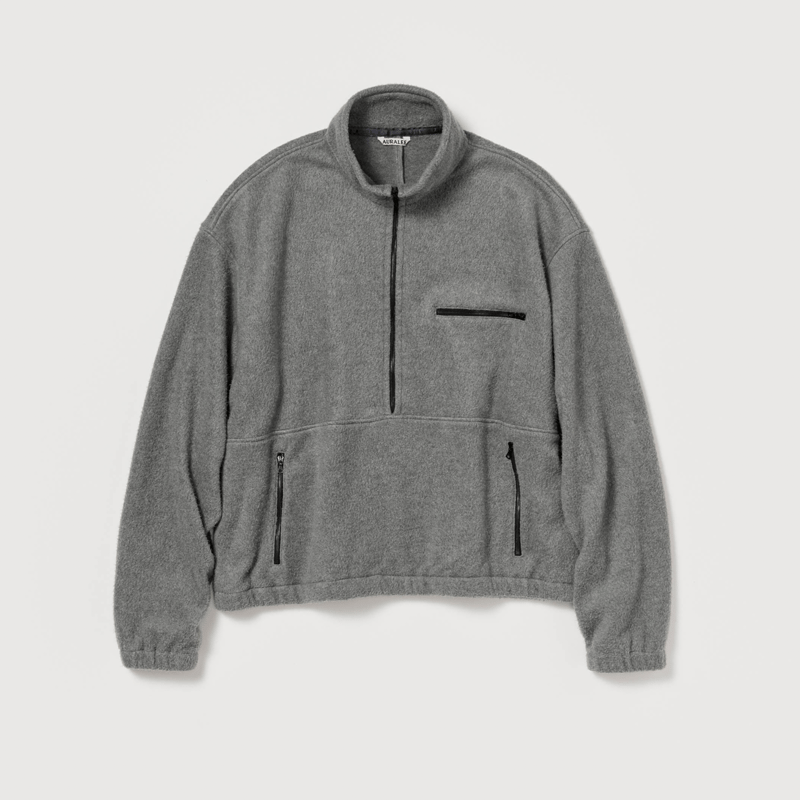 AURALEE PURE SILK COMFORT FLEECE HALF ZIP P/O |