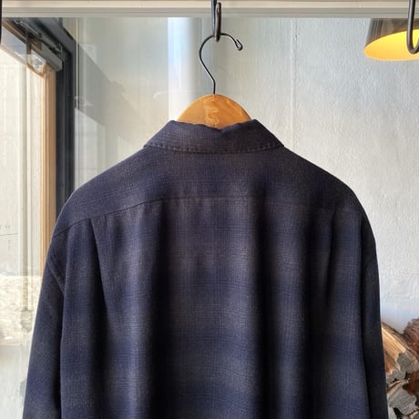 COMOLI   ウールチェック オープンカラーシャツ
