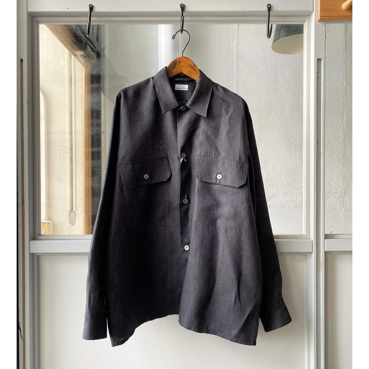 22ss COMOLI ピッコロ製 リネンCPOシャツ Navy 46