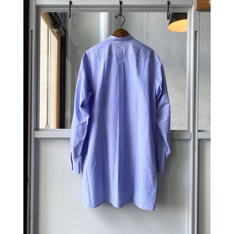 COMOLI　バンドカラーシャツ　SAX STRIPE