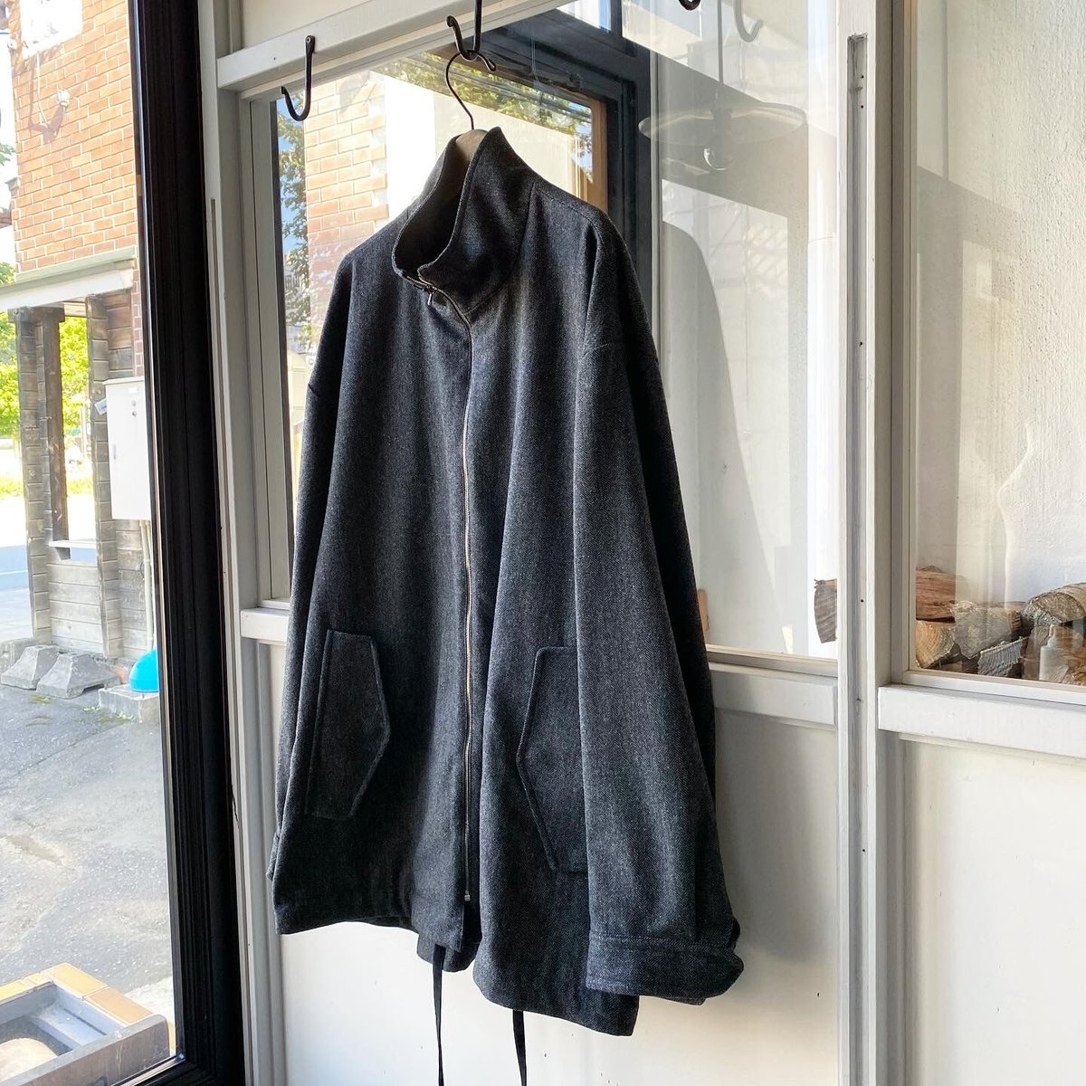 【stein 】MELTON ZIP HALF COAT stein -Padded Long Zip Jacket, Melton Zip Half Coat, Crew