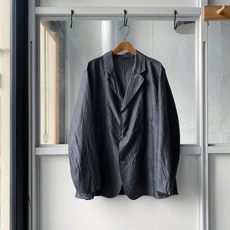 シルク100%COMOLI 21SS 杢シルクジャケット　希少　ネイビー　美品