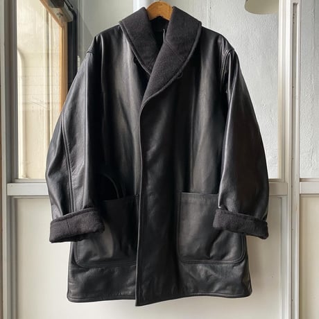 COMOLI   レザーショールカラーコート