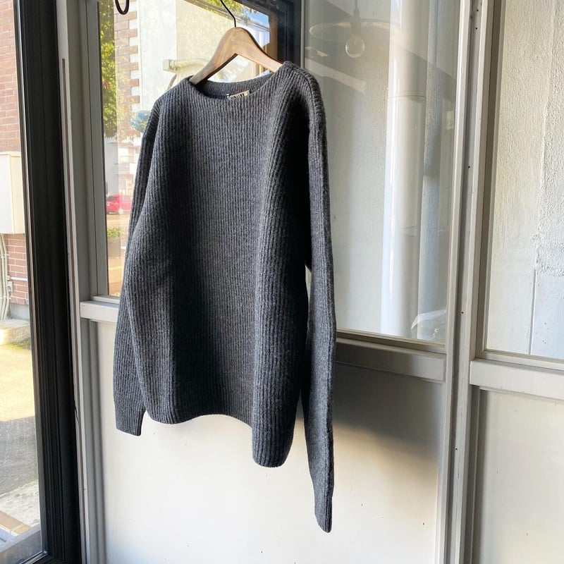 AURALEE MILLED FRENCH MERINO RIB KNIT BOAT NECK