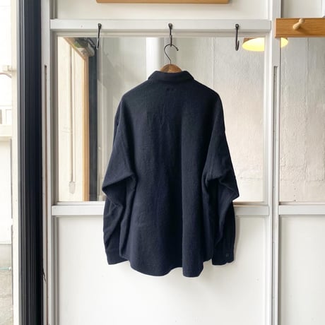COMOLI　縮絨ウール ハーフジップシャツ