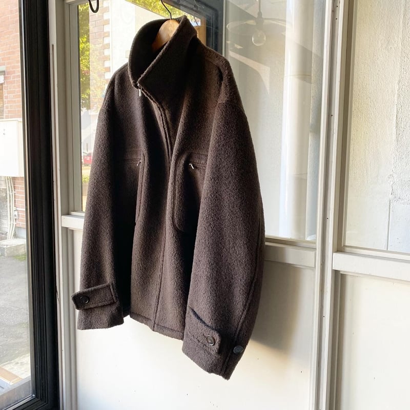 AURALEE BRUSHED SURI ALPACA MOHAIR JAQUARD ZIP