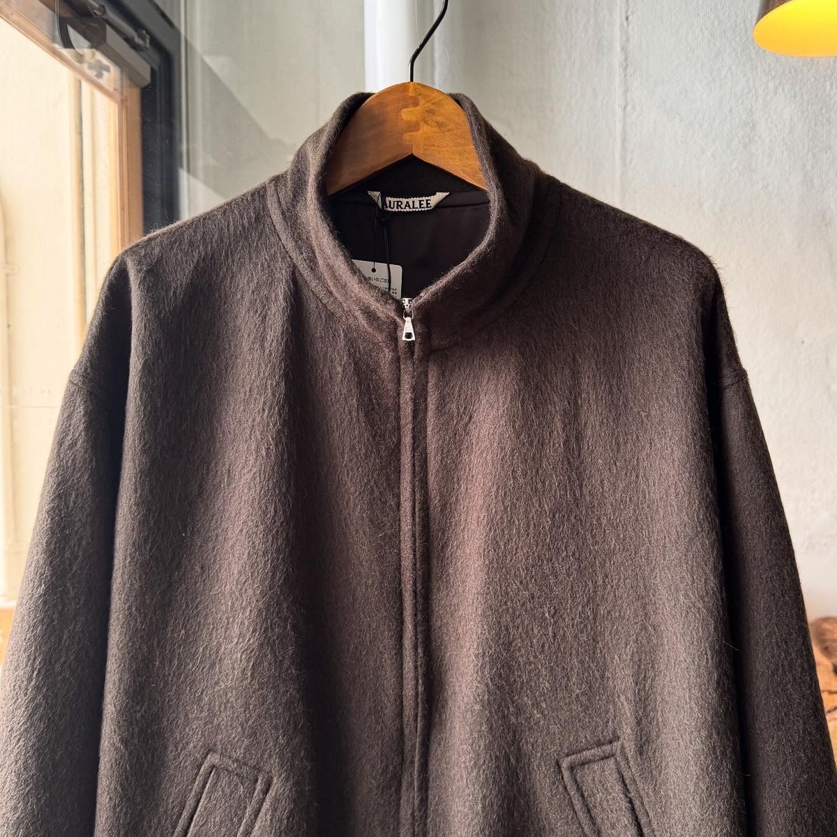 ジャケット・アウター 24AW AURALEE BABY CAMEL ZIP BLOUSON 5 AURALEE: Baby Camel Flannel Zip Blouson (Dark Olive) | DSMG E-SHOP