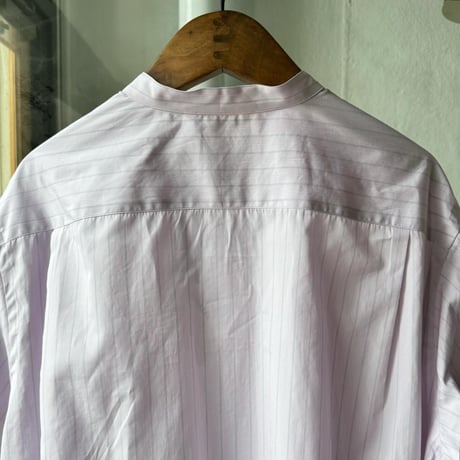 AURALEE　SUVIN HIGH COUNT CLOTH STRIPE STAND COLLAR SHIRT