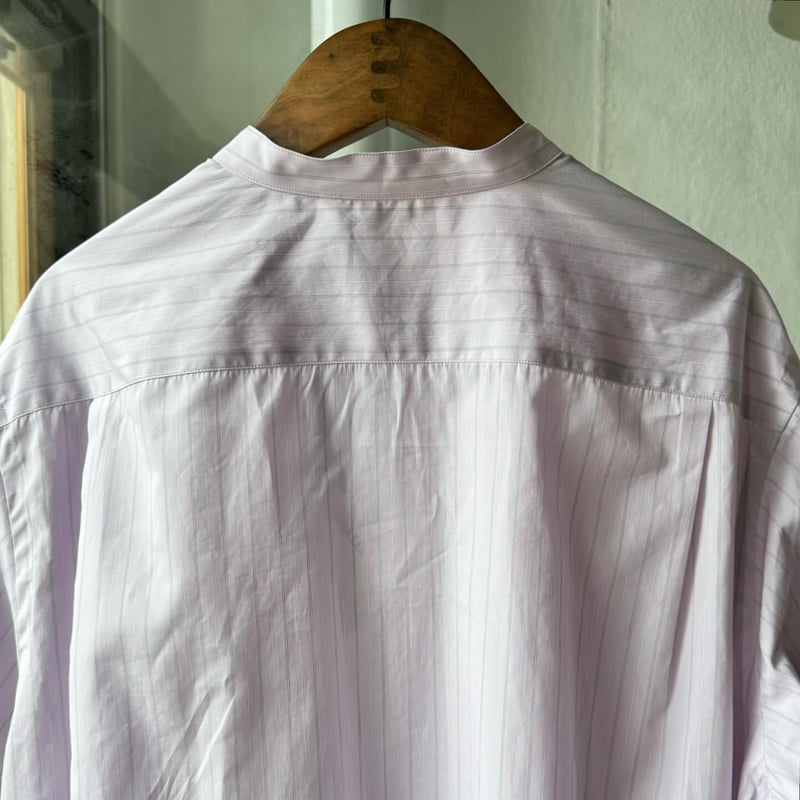 AURALEE SUVIN HIGH COUNT CLOTH STRIPE STAND COL AURALEE SUVIN HIGH COUNT CLOTH STRIPE STAND COL