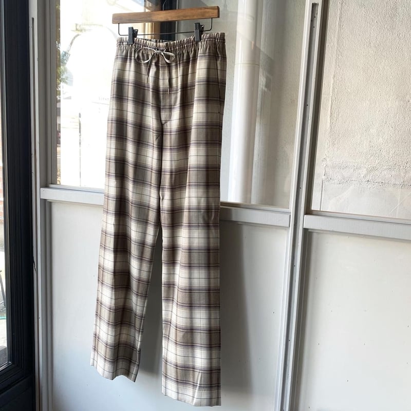 AURALEE SUPER LIGHT WOOL CHECK EASY SLACKS | L