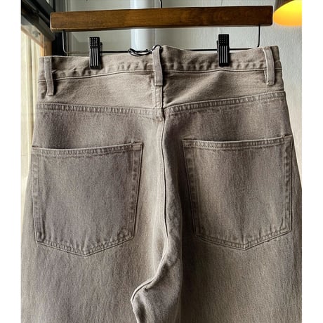 AURALEE  HARD TWIST FADED BROWN DENIM WIDE PANTS