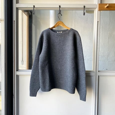AURALEE　MILLED FRENCH MERINO RIB KNIT BOAT NECK P/O