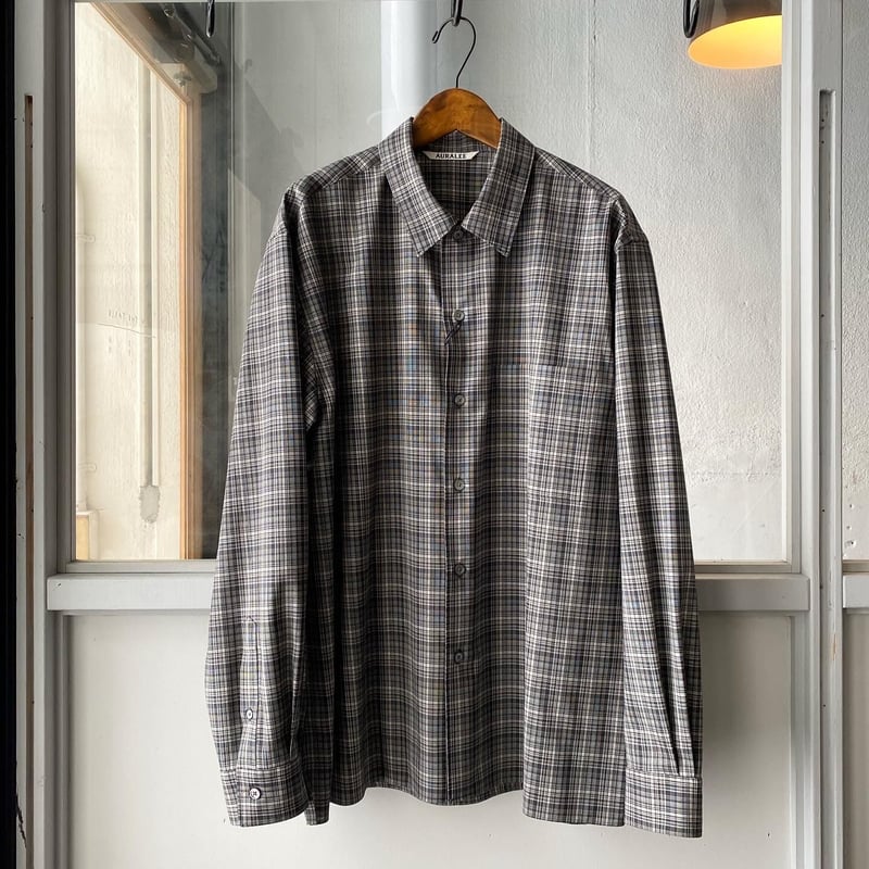 AURALEE WASHABLE SUPER LIGHT WOOL CHECK SHIRT...