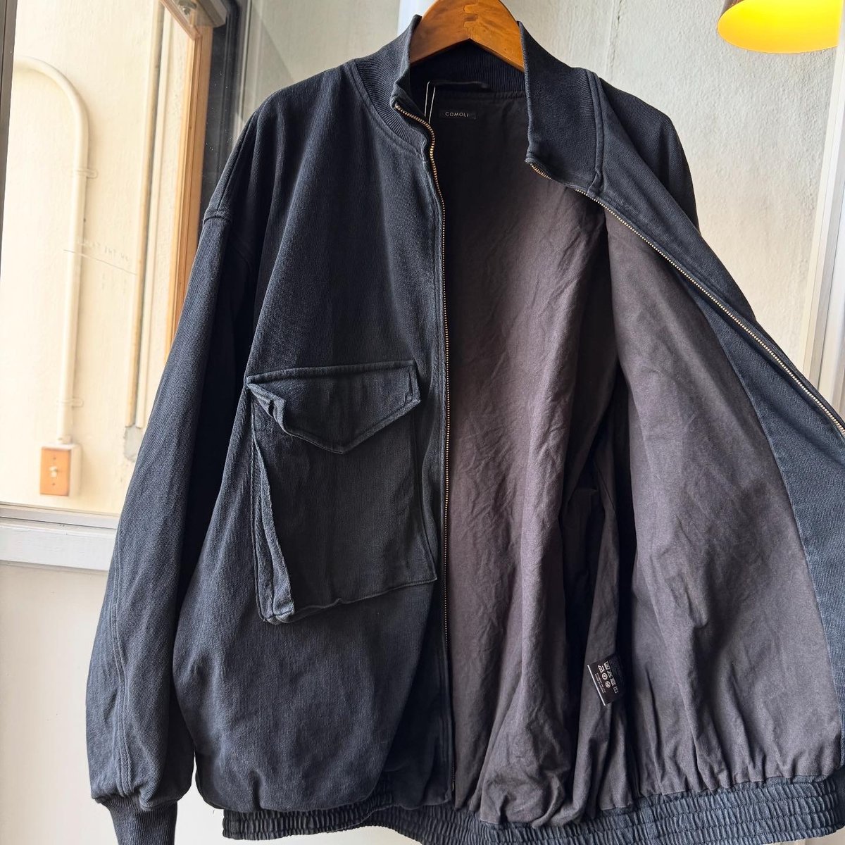 comoli コットンジャージG8ジャケット COMOLI コットン ジャージ G8ジャケット , Black – Navyblue