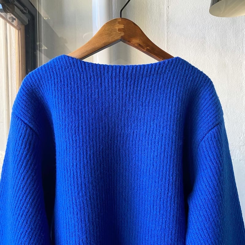 AURALEE MILLED FRENCH MERINO RIB KNIT BOAT NECK