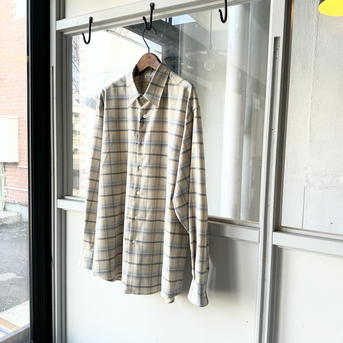 AURALEE SUPER LIGHT WOOL CHECK SHIRT | Less Hi AURALEE SUPER LIGHT WOOL CHECK SHIRT | Less Hi