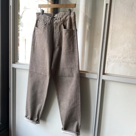 AURALEE 　HARD TWIST BROWN DENIM WIDE PANTS