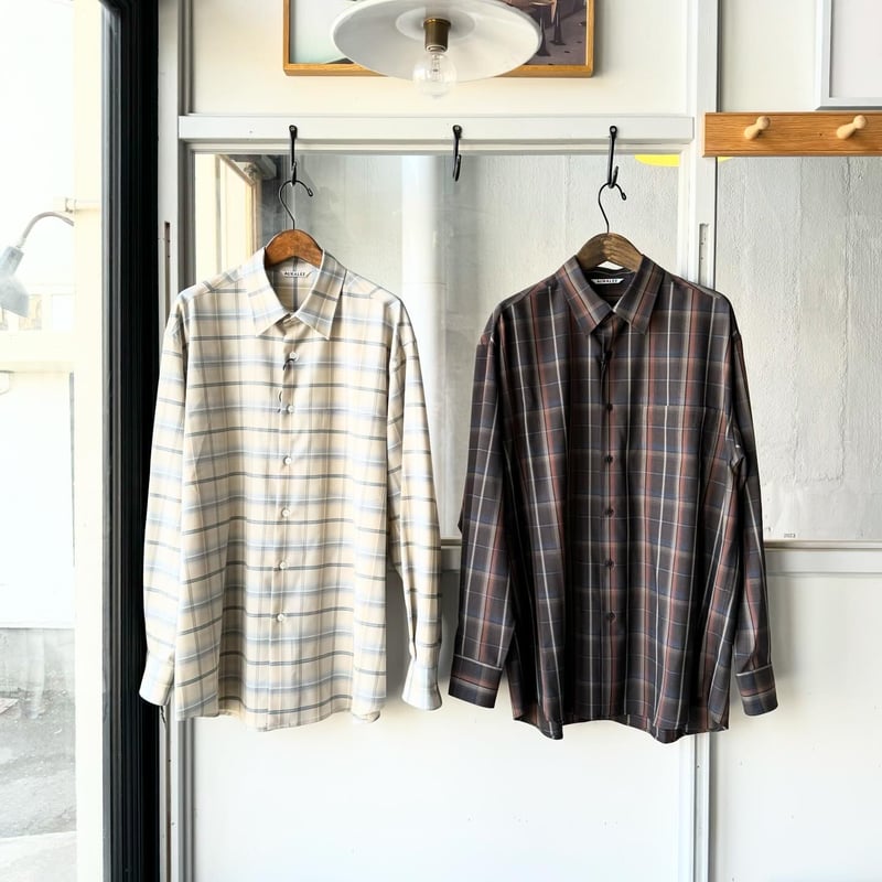 AURALEE SUPER LIGHT WOOL CHECK SHIRT | Less Hi AURALEE SUPER LIGHT WOOL CHECK SHIRT | Less Hi
