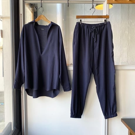 COMOLI   ウールビエラ スキッパーシャツ