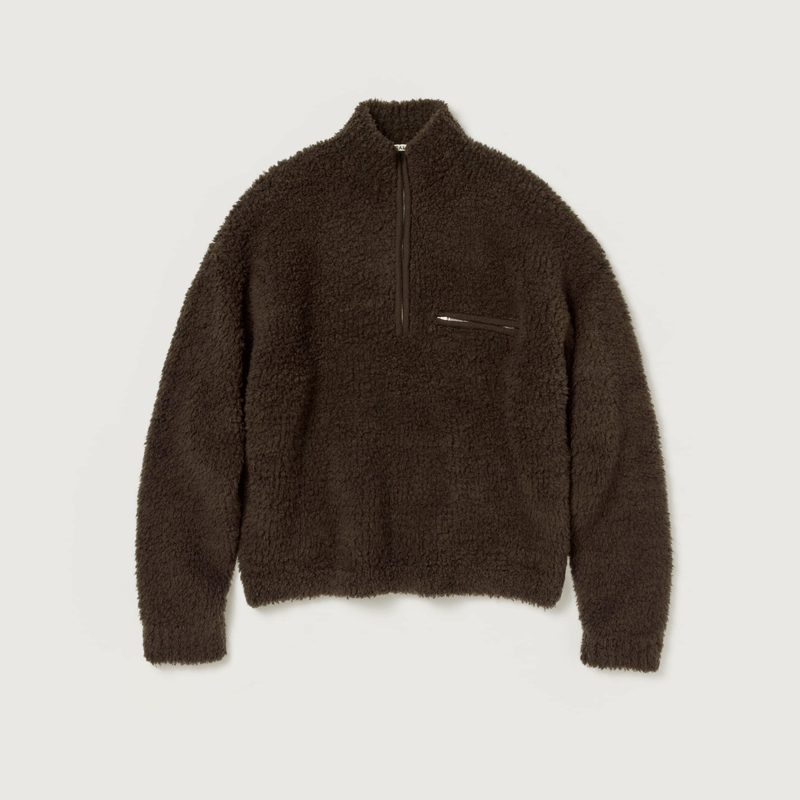 AURALEE MERINO WOOL BOA KNIT HALF ZIP P/O | Les AURALEE MERINO WOOL BOA KNIT HALF ZIP P/O | Les