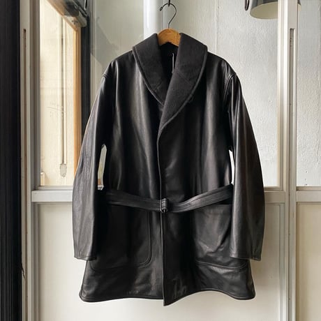 COMOLI   レザーショールカラーコート