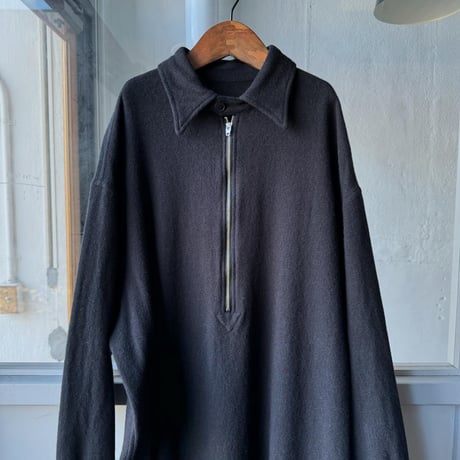 COMOLI　縮絨ウール ハーフジップワンピース