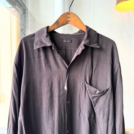 COMOLI　レーヨン オープンカラーシャツ - BLACK