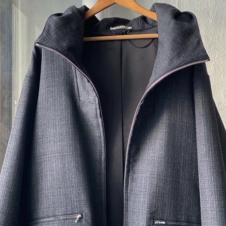 AURALEE   BLUEFACED WOOL DOUBLE CLOTH ZIP HOODIE  (mens)  A20AB02BN