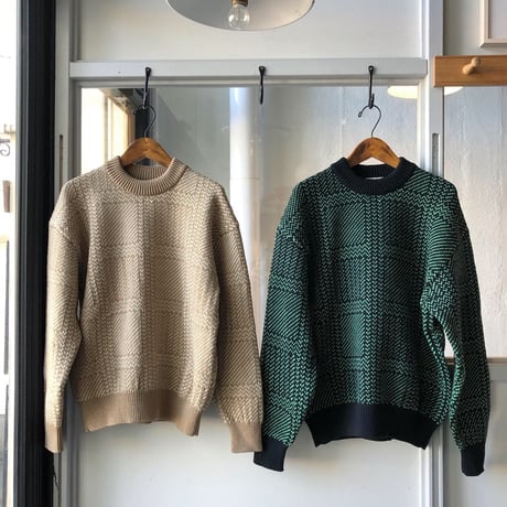 AURALEE  HARD TWIST MERINO JACQUARD KNIT BIG P/O (Womens)