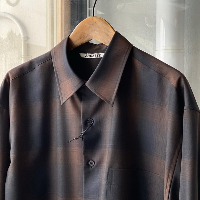 AURALEE SUPER LIGHT WOOL CHECK SHIRTS | Less H...