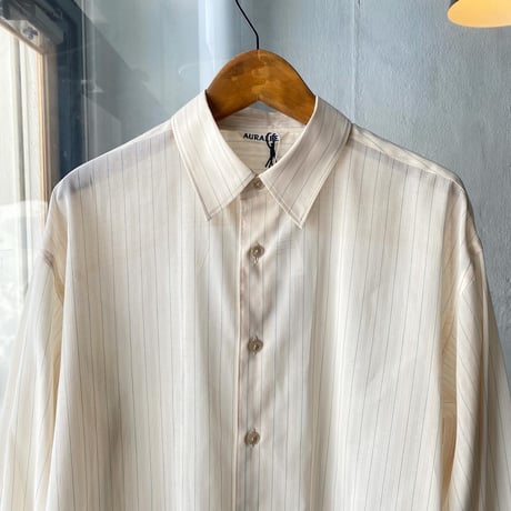 AURALEE　HARD TWIST FINX ORGANDY STRIPE SHIRT