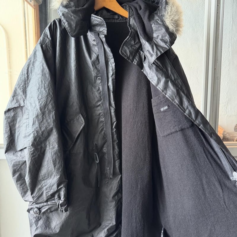 美品 サイズ1 25AW COMOLI ペーパーレザーフーデッドコート COMOLI) ペーパーレザー ミリタリーフーデッドコート (C03-04007