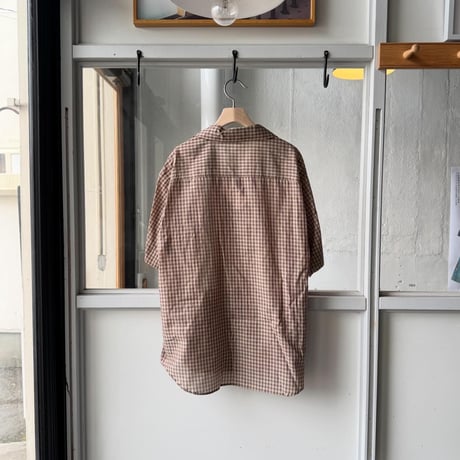 AURALEE　AIRY LIGHT COTTON CHECK HALF SLEEVED SHIRT