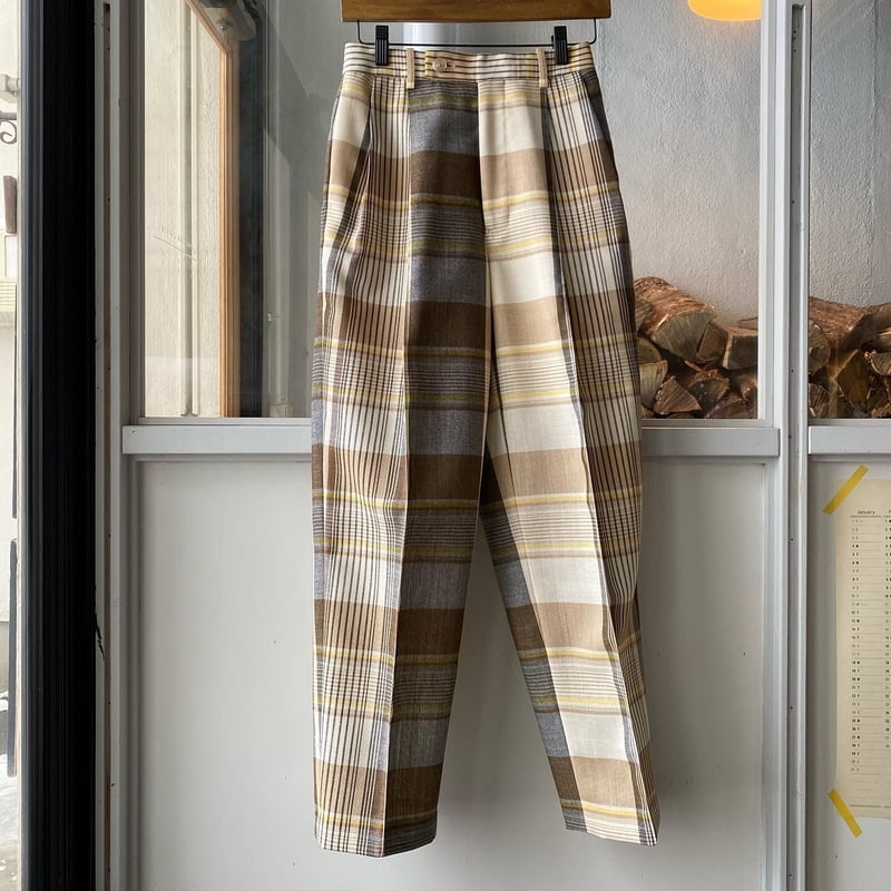 AURALEE]HARD TWIST WOOL CHECK SLACKS