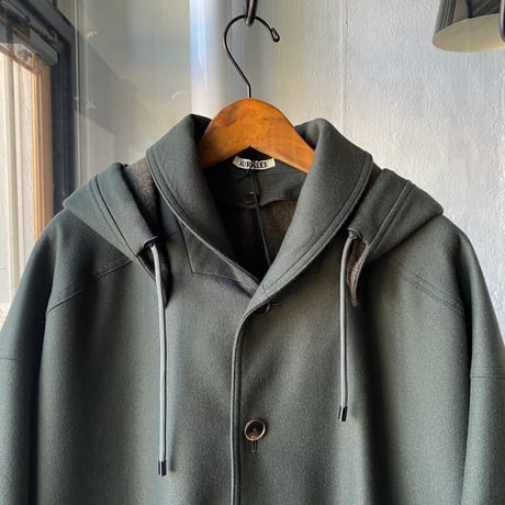 AURALEE 　LIGHT MELTON HOODED LINER COAT