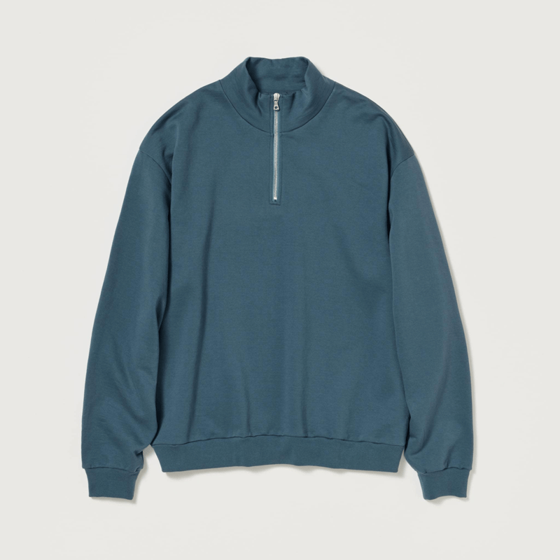 AURALEE ELASTIC HIGH GAUGE SWEAT HALF ZIP P/O |