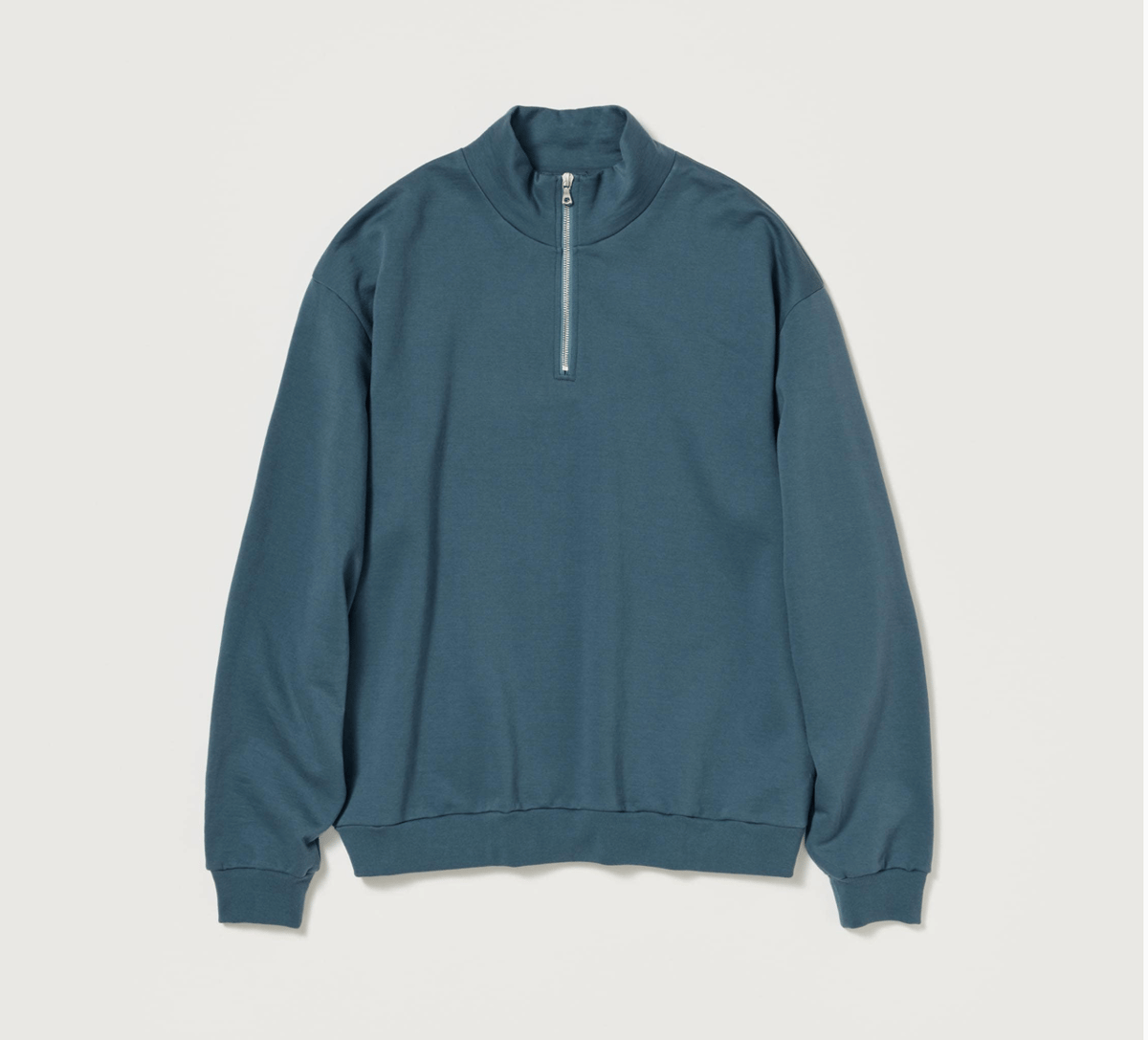 AURALEE ELASTIC HIGH GAUGE SWEAT HALF ZIP P/O |