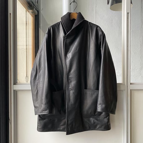 COMOLI   レザーショールカラーコート